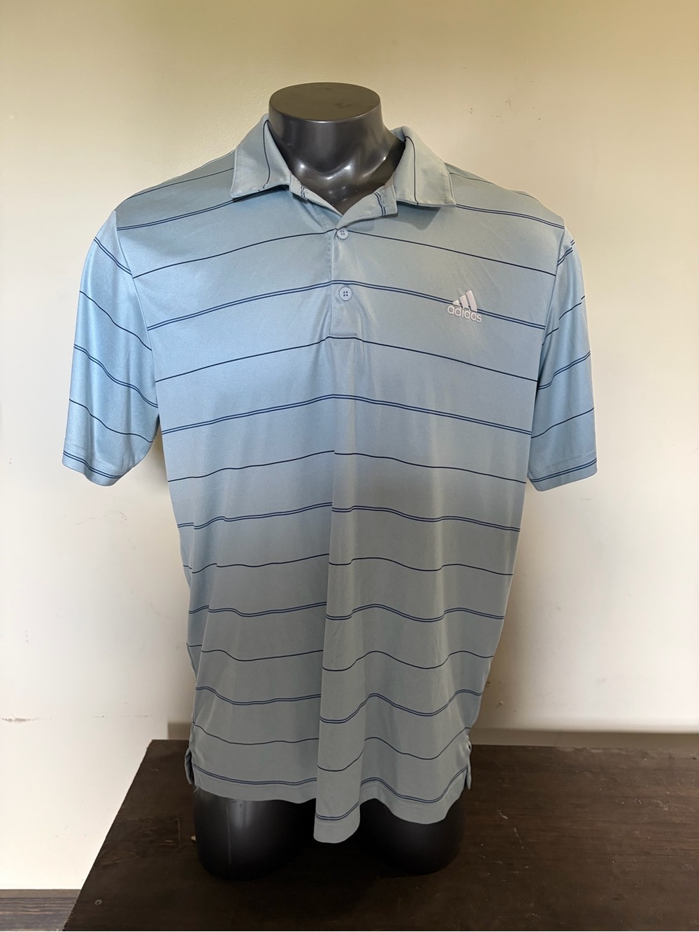 Adidas golf polo shirt men’s extra large blue striped performance top